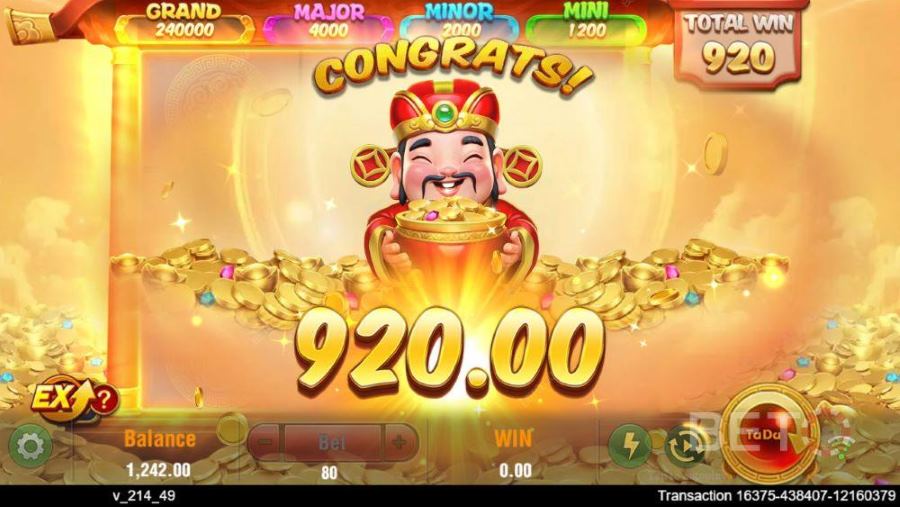 Pantalla de premio de Money Pot tras completar una ronda de Lock and Respin